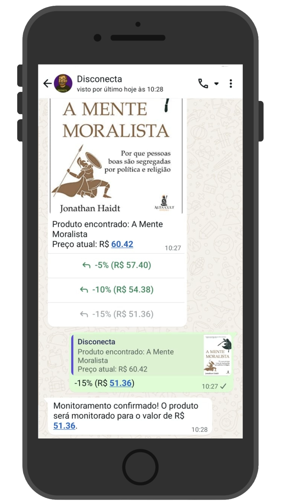 Exemplo de notificação de oferta no WhatsApp